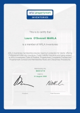 ARLA Inventories Membership Certificate Laura ODonnell